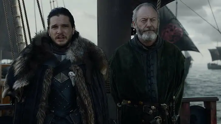 Jon Snow (Kit Harington) y Ser Davos (Liam Cunningham) en Game of Thrones